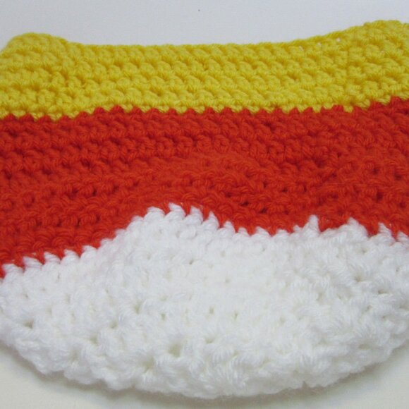 Candy Corn Skull Cap Multicolor Hat Striped Beanie Man Woman Handmade NWT - Picture 5 of 5